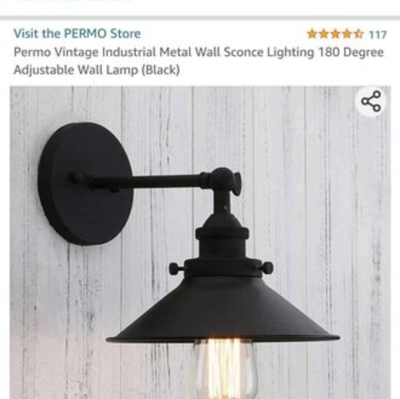 BRAND NEW IN BOX - Industrial style wall sconce black (set of 3) - Picture 2 of 4